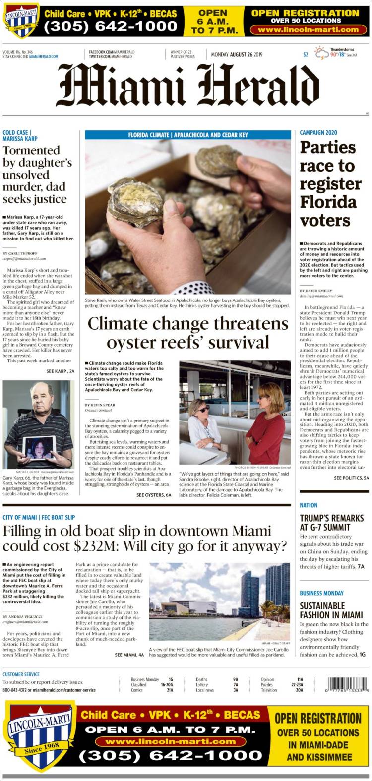 Portada de Miami Herald (USA)