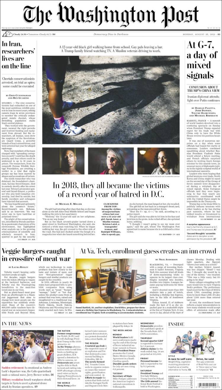 Portada de The Washington Post (USA)