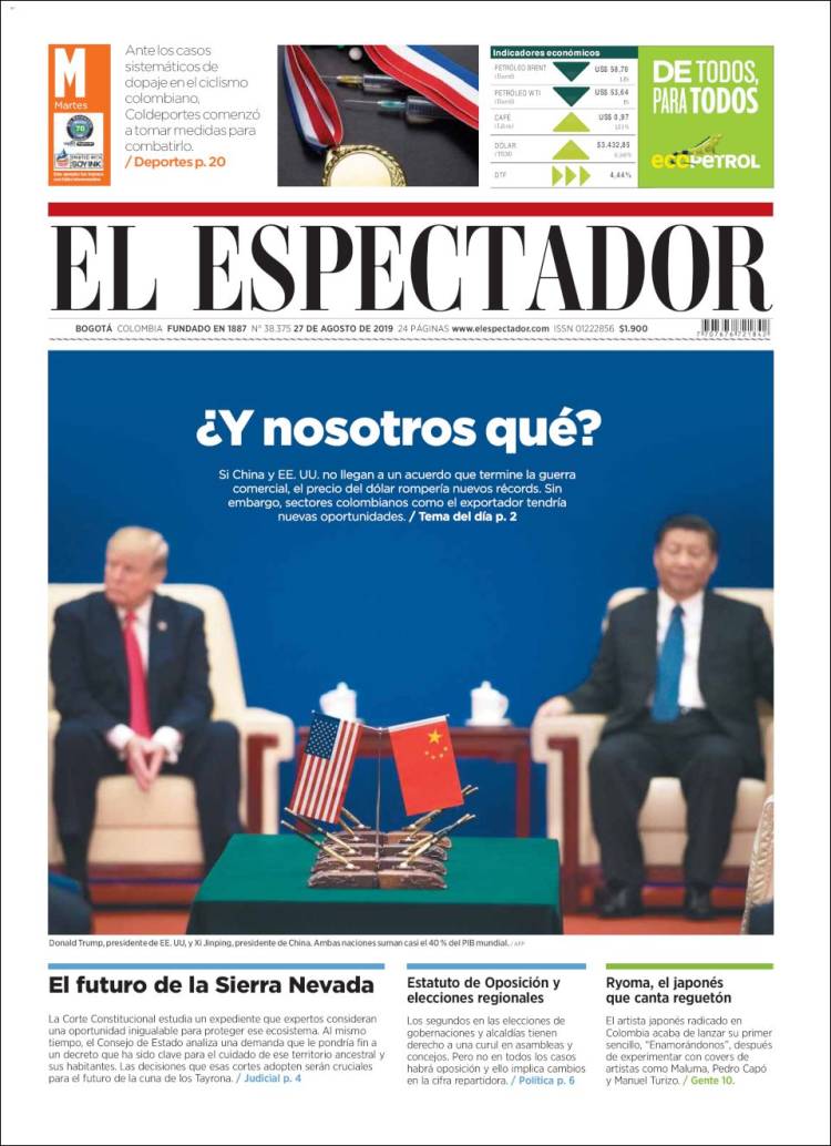 Portada de El Espectador (Colombia)