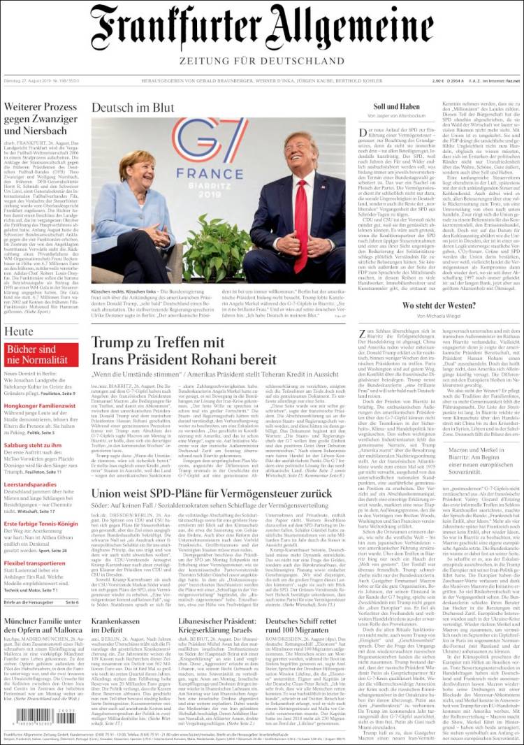 Portada de Frankfurter Allgemeine (Alemania)