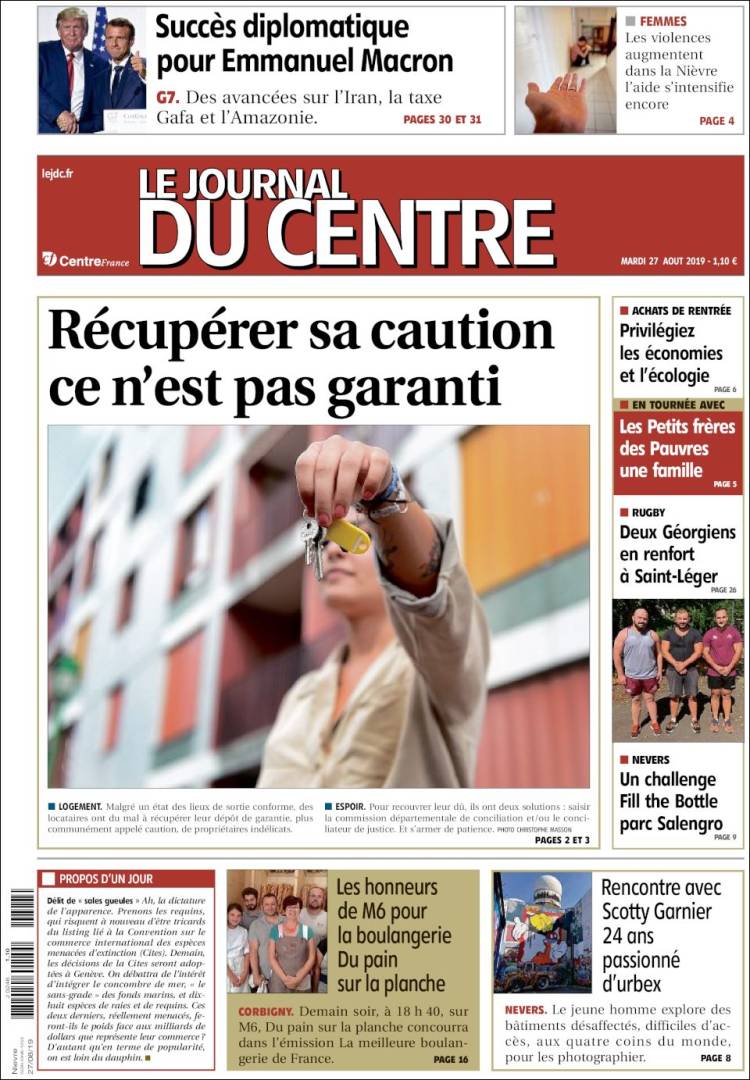 Portada de Le Journal du Centre (Francia)