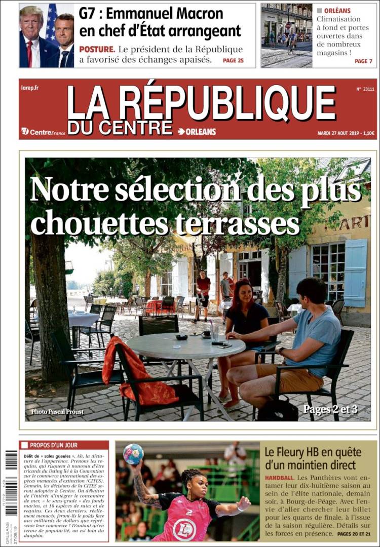 Portada de La République du Centre (Francia)