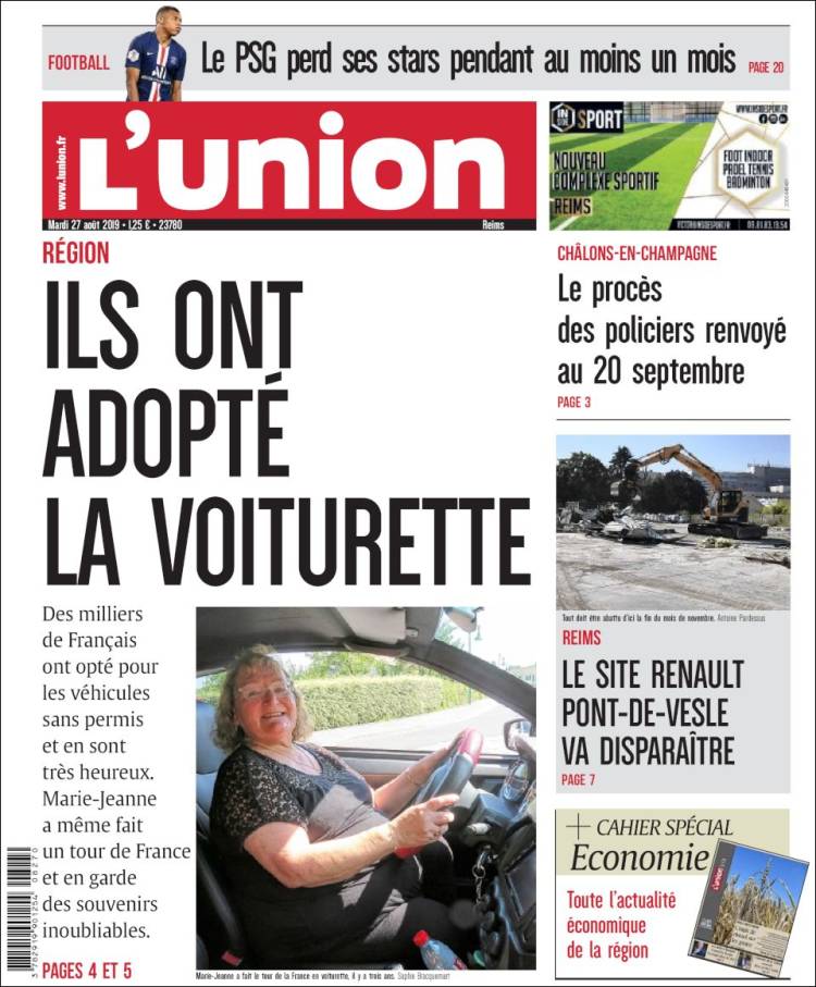 Portada de L'Union (Francia)