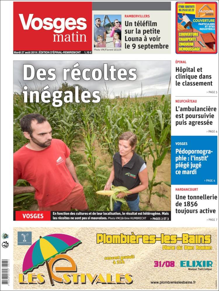 Portada de Vosges Matin (Francia)