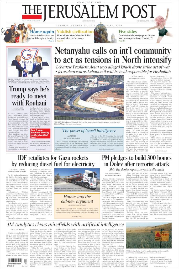 Portada de The Jerusalem Post (Israel)