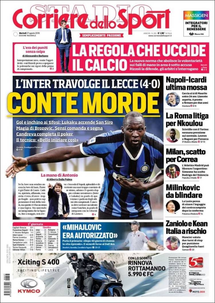 Portada de Corriere dello Sport (Italia)