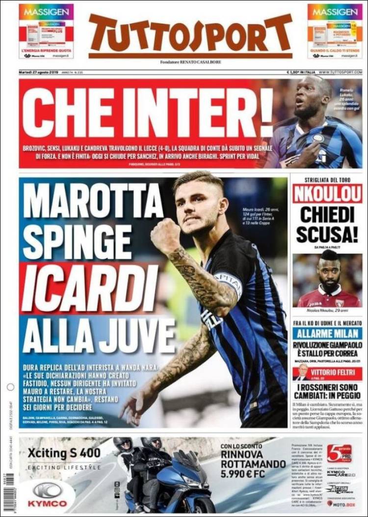 Portada de Tuttosport (Italia)