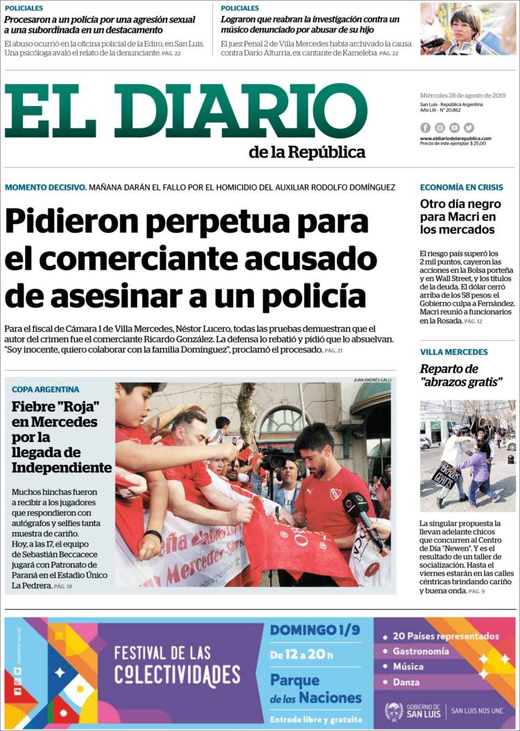 Portada de Diario de la República (Argentina)