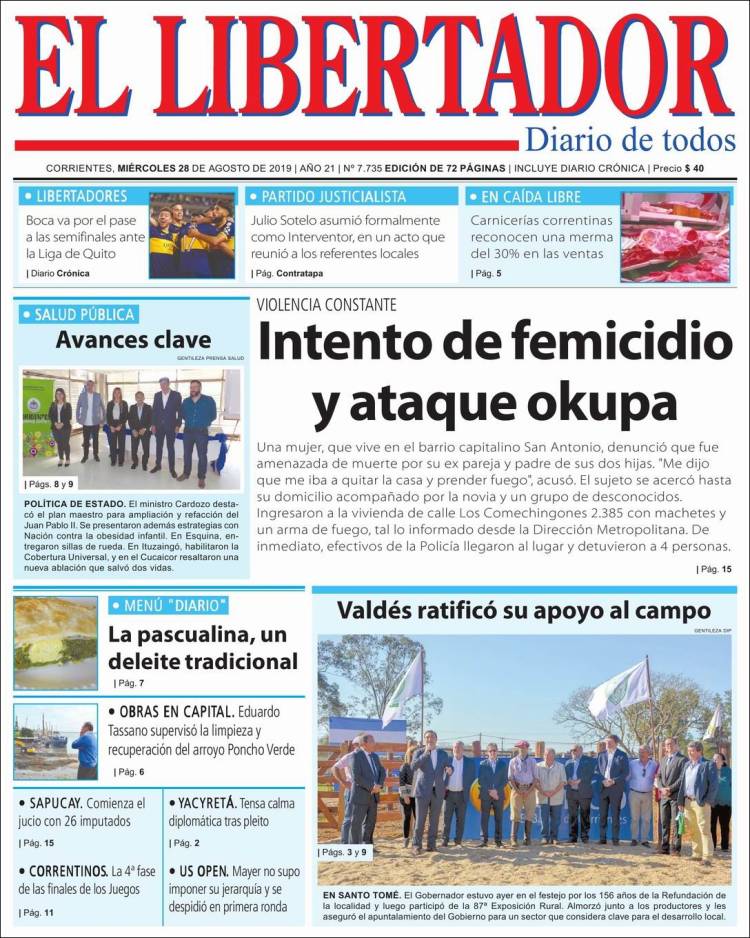 Portada de Diario El Libertador (Argentina)