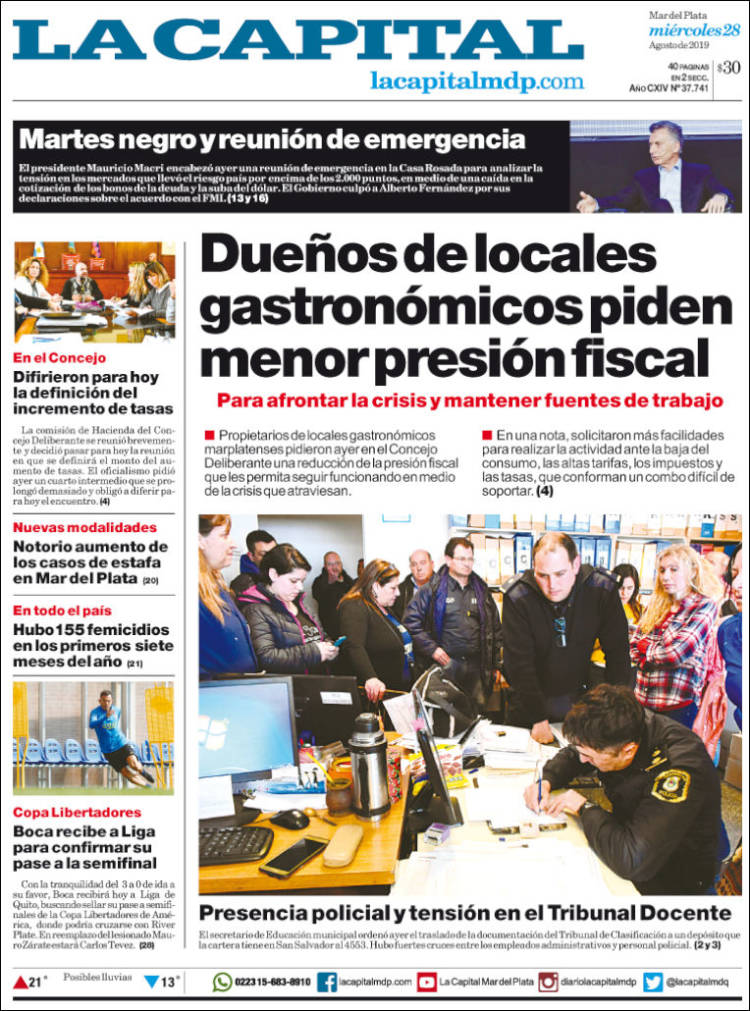Portada de Diario La Capital - Mar del Plata (Argentina)