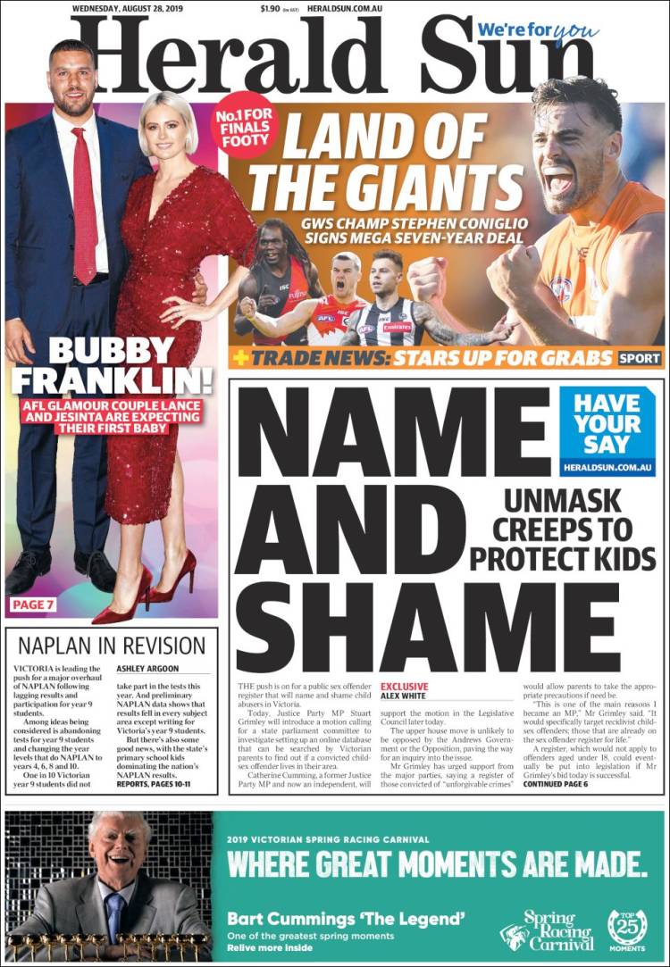 Portada de Herald Sun (Australia)