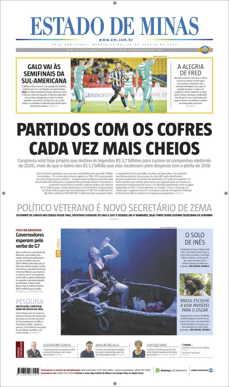Portada de Jornal Estado de Minas (Brasil)