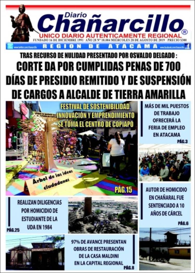 Portada de Diario Chañarcillo (Chile)