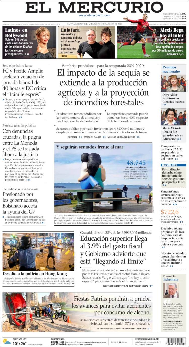 Portada de El Mercurio (Chile)