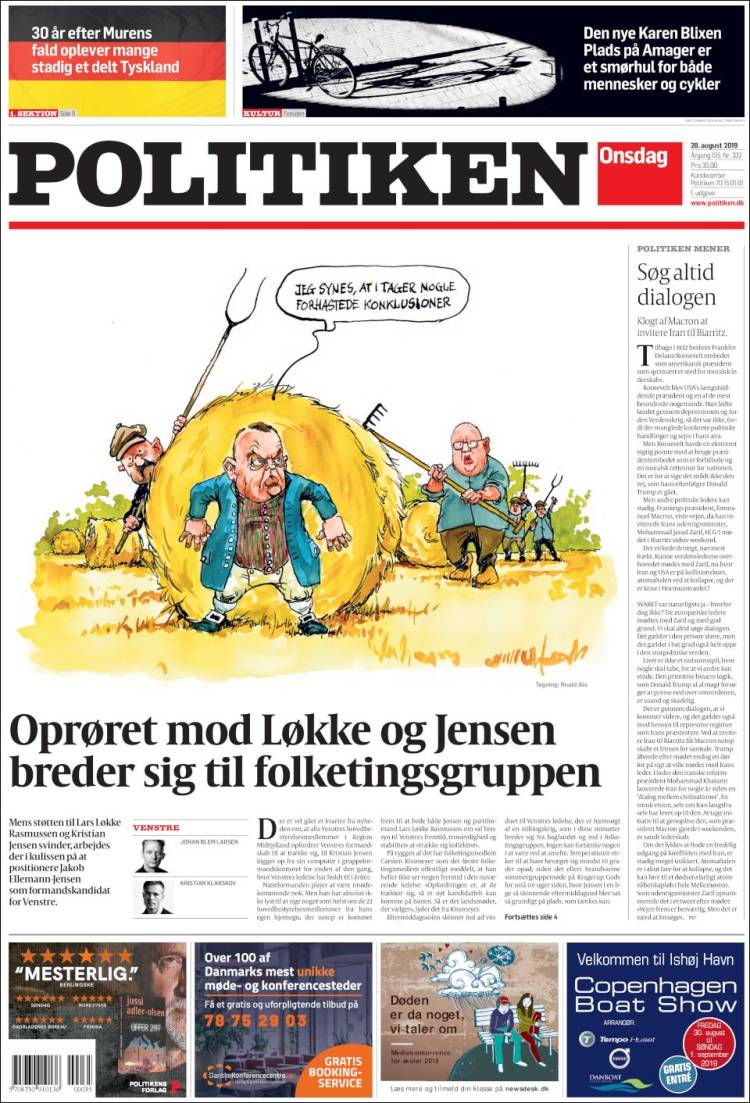 Portada de Politiken (Dinamarca)