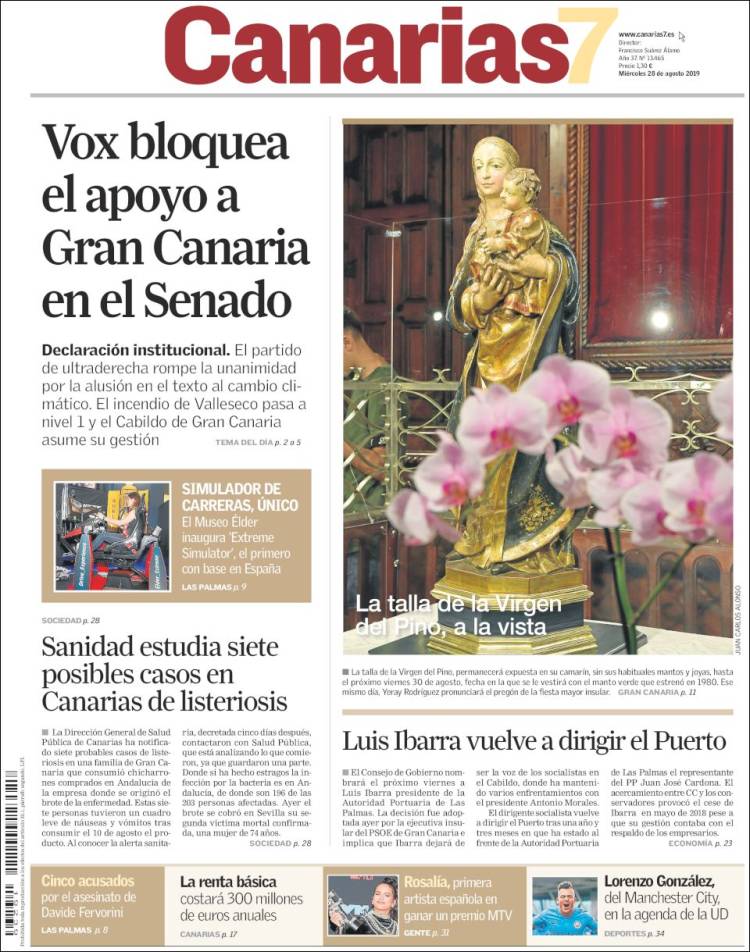 Portada de Canarias 7 (España)