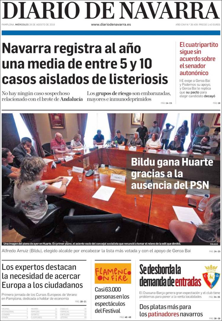 Portada de Diario de Navarra (España)