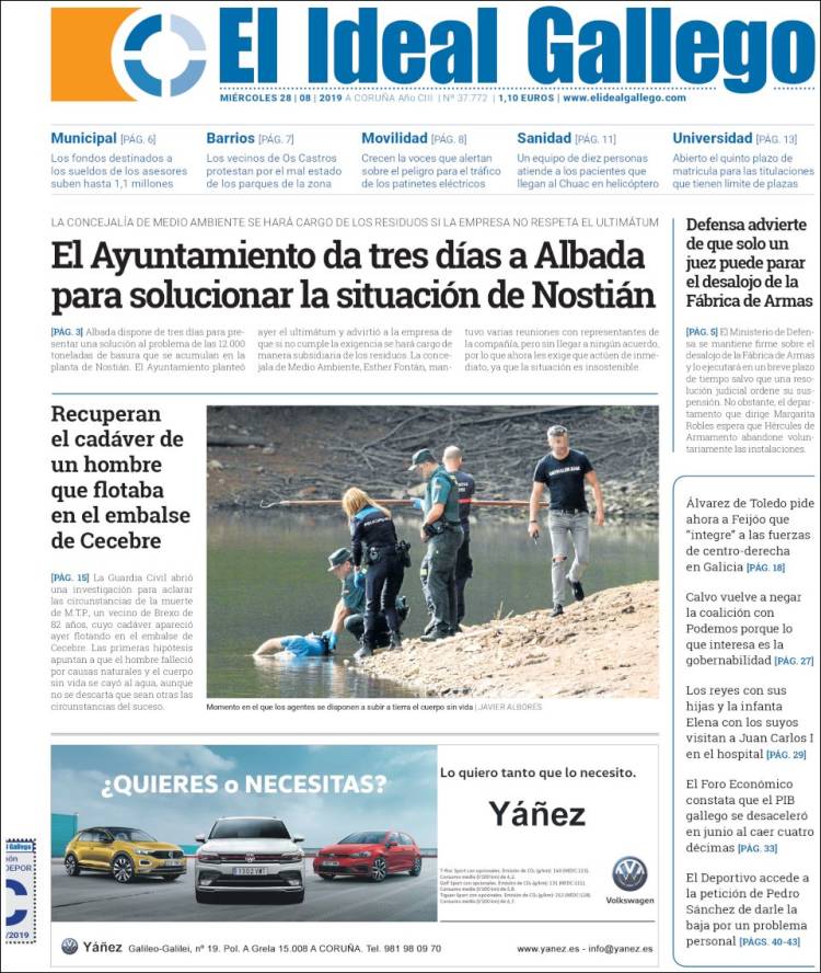 Portada de El Ideal Gallego (España)