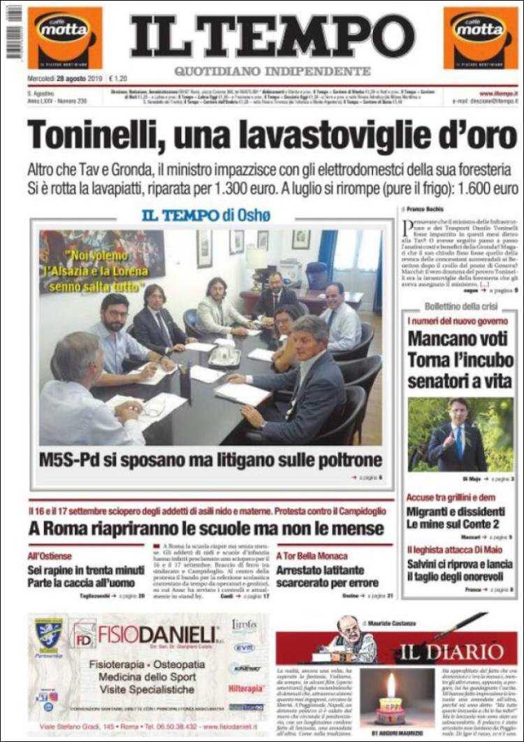 Portada de Il Tempo (Italia)
