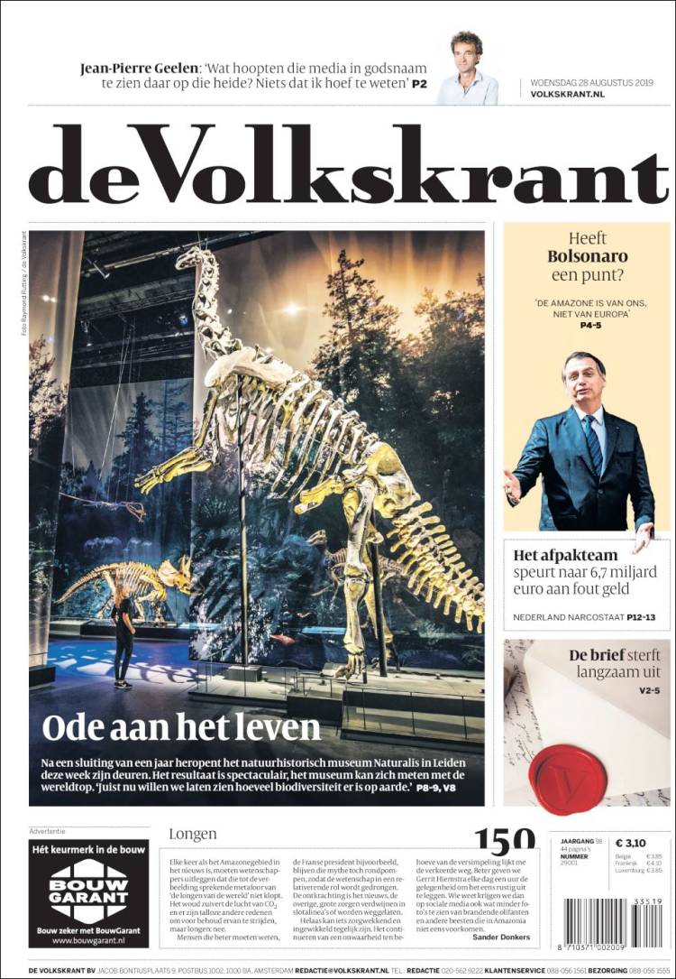 Portada de De Volkskrant (Pa&iacute;ses Bajos)