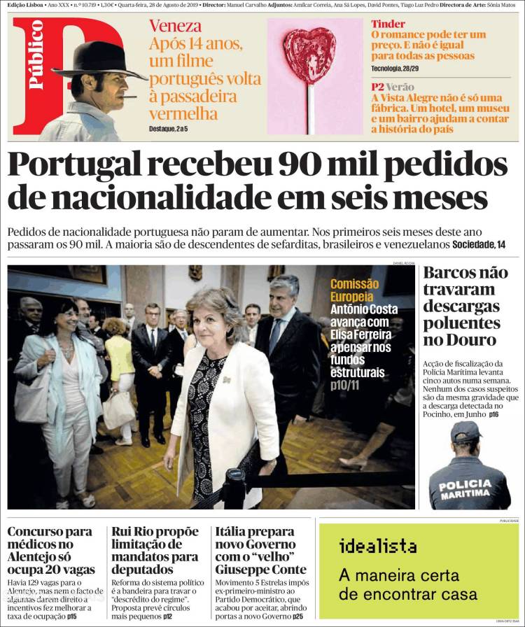 Portada de Público (Portugal)