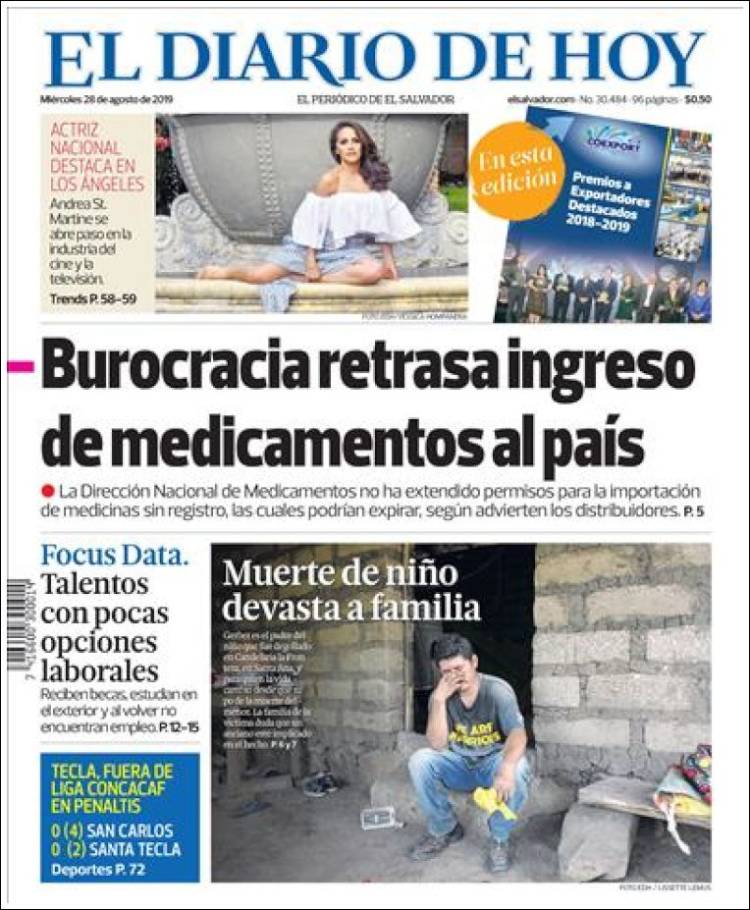 Portada de El Diario de Hoy (El Salvador)