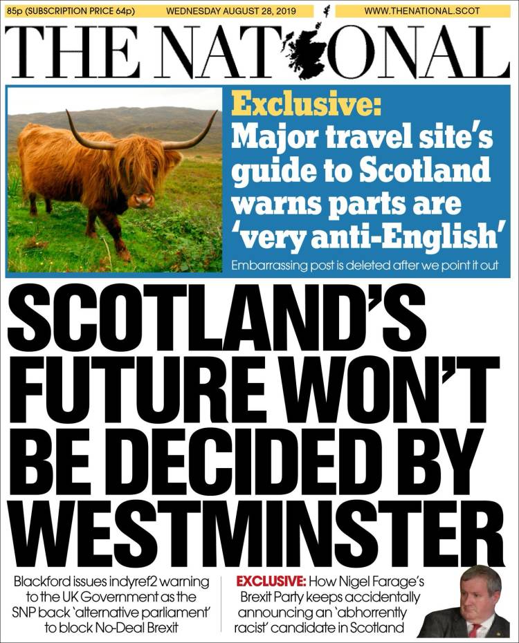 Portada de The National (Reino Unido)