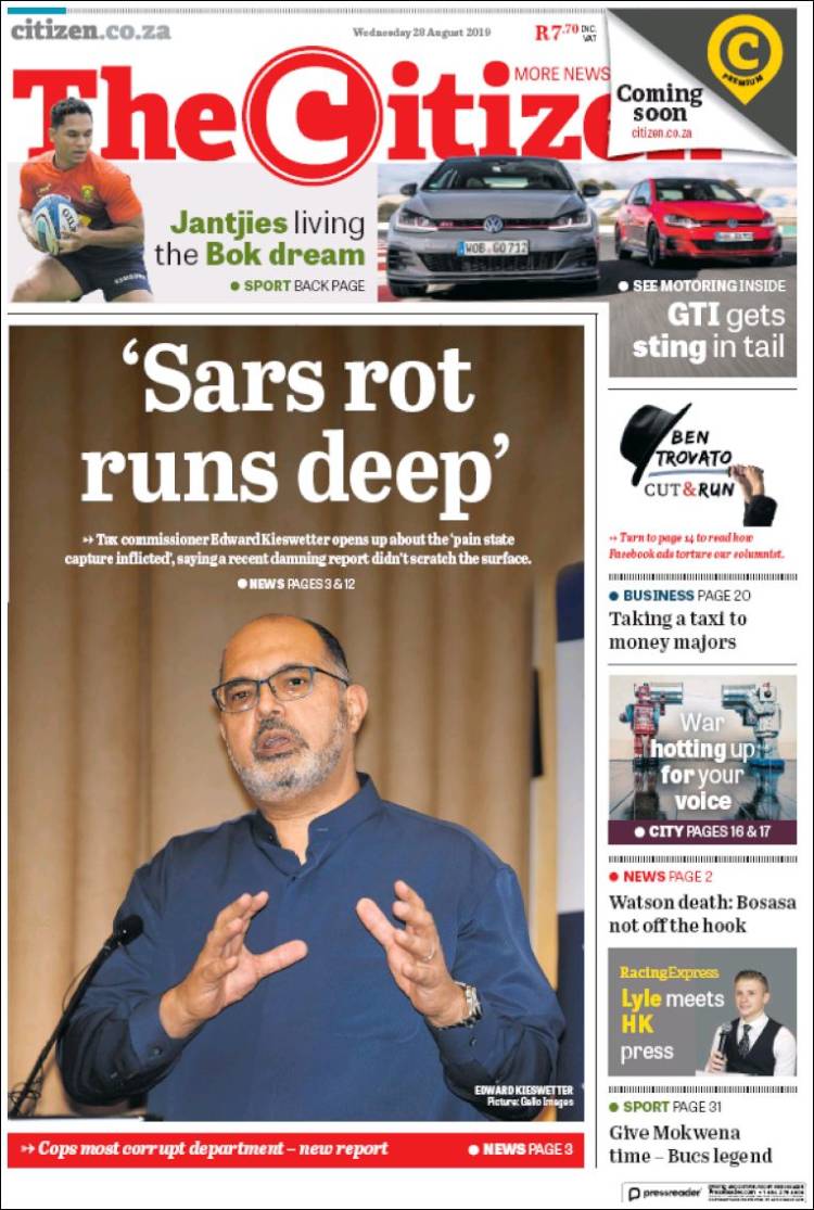 Portada de The Citizen (Sud&aacute;frica)