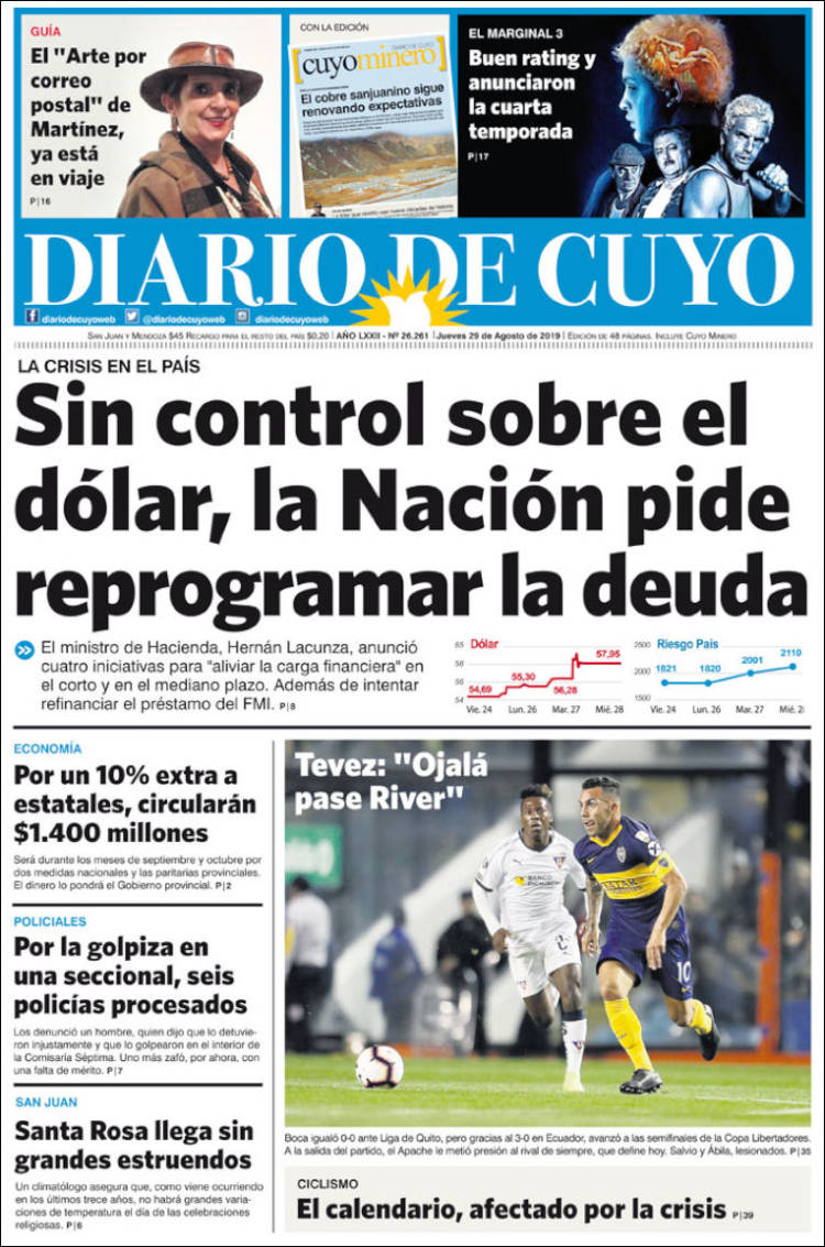 Portada de Diario de Cuyo (Argentina)