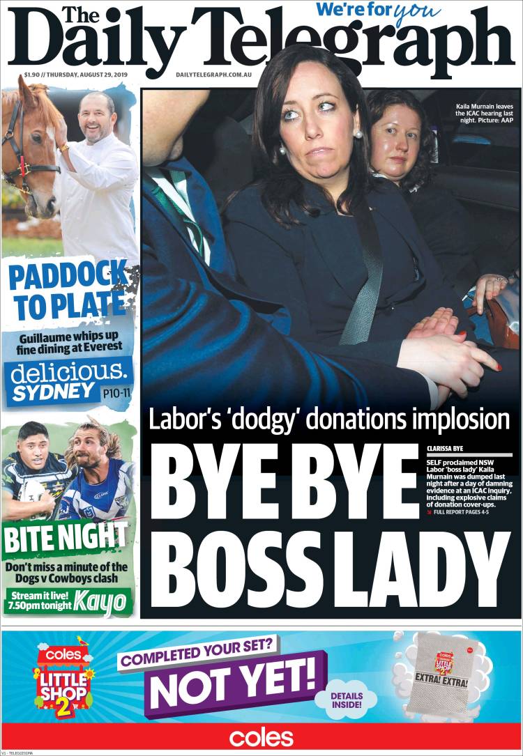 Portada de The Daily Telegraph (Australia)