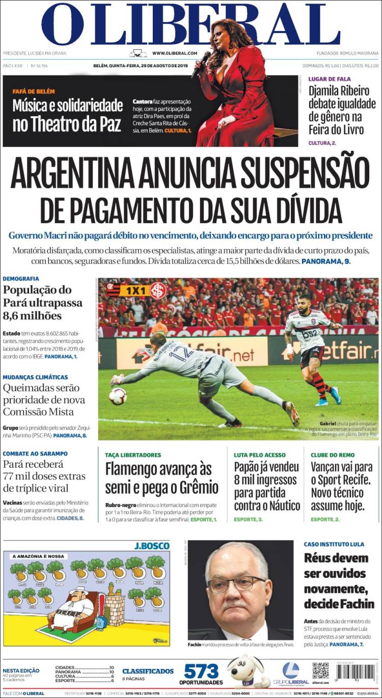 Portada de O Liberal (Brasil)