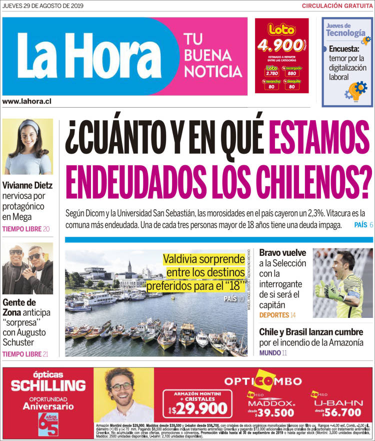 Portada de La Hora (Chile)