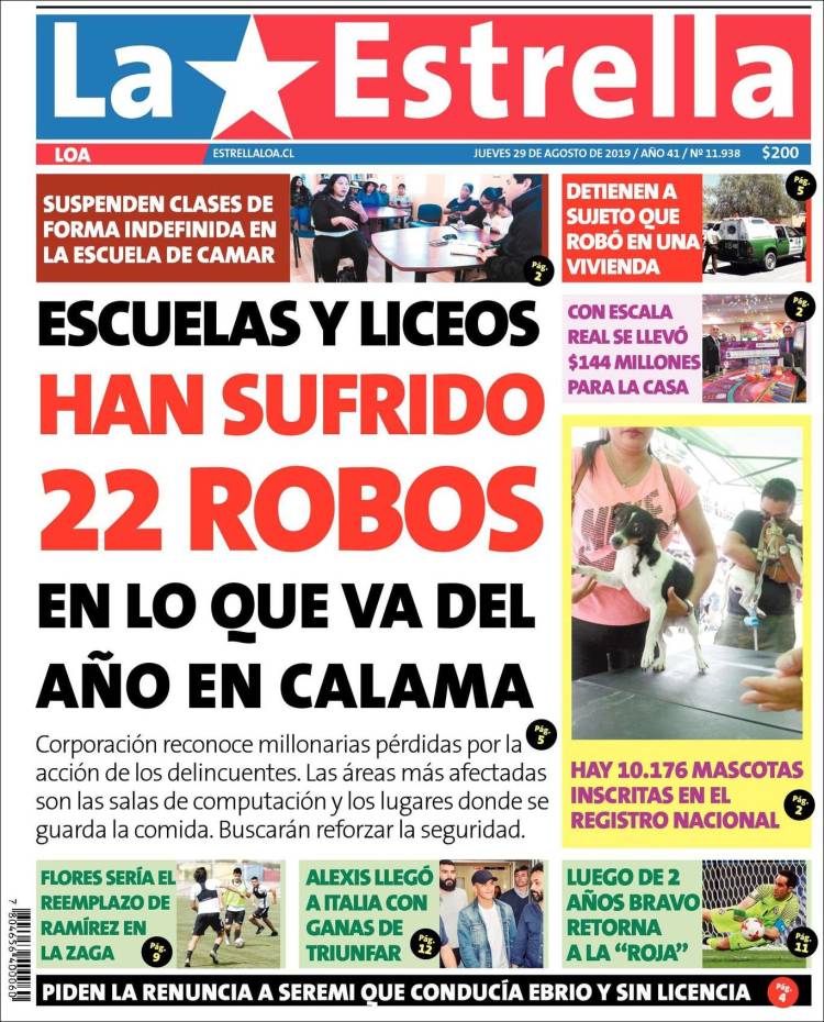 Portada de La Estrella de Loa (Chile)