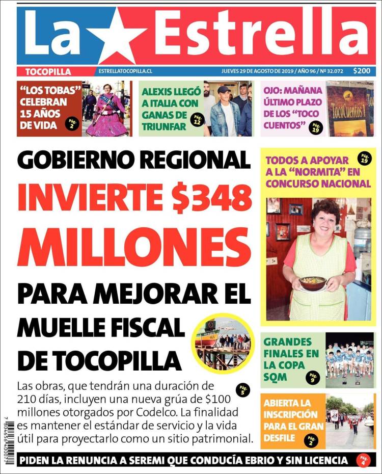 Portada de La Estrella de Tocopilla (Chile)