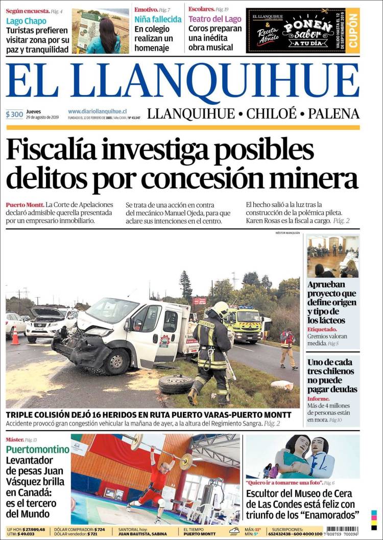 Portada de El Llanquihue (Chile)