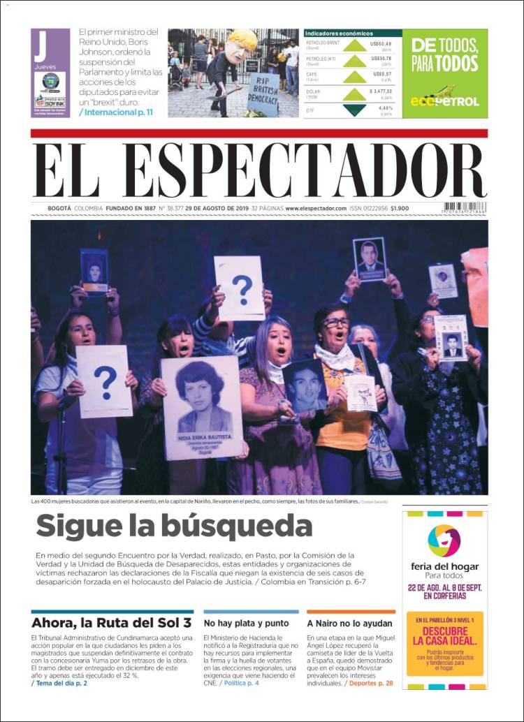 Portada de El Espectador (Colombia)