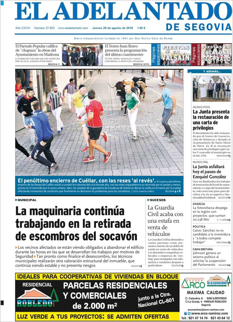 Portada de El Adelantado de Segovia (Espa&ntilde;a)