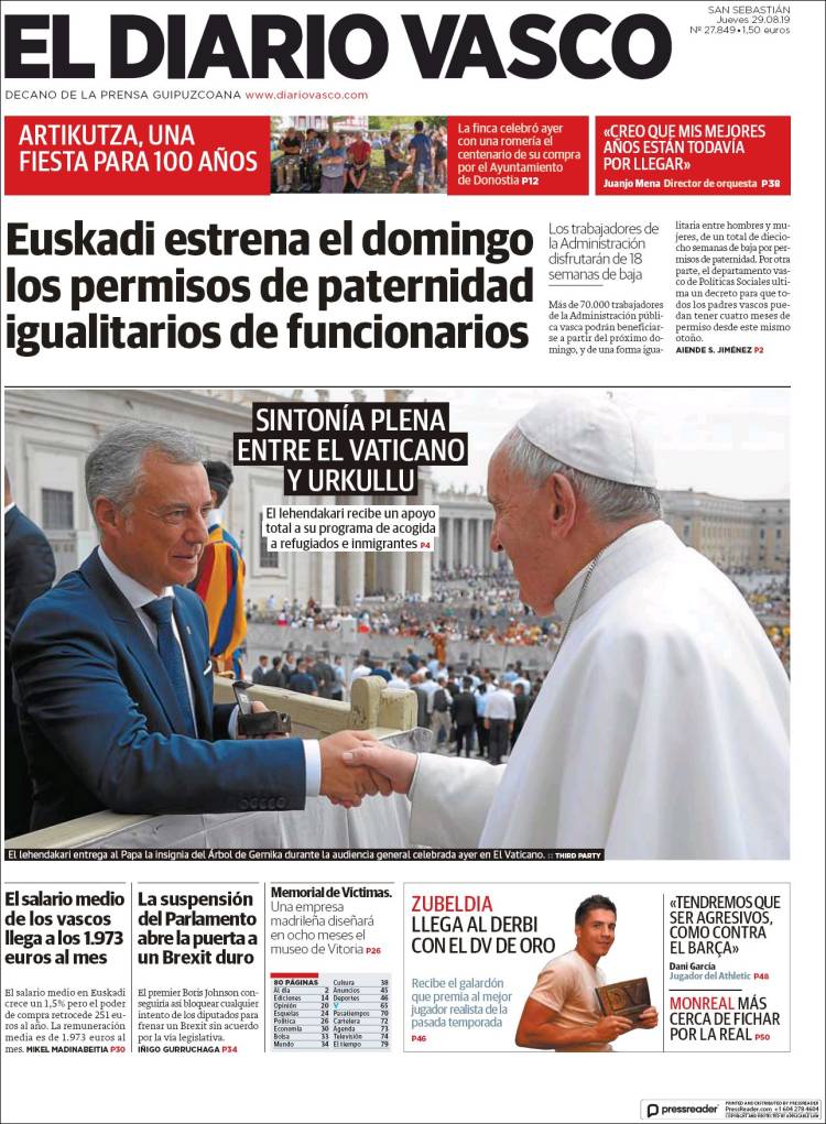 Portada de Diario Vasco (Espa&ntilde;a)