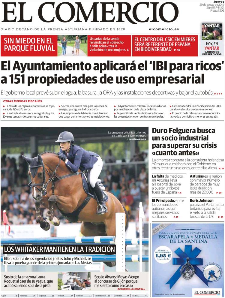 Portada de El Comercio (Espa&ntilde;a)