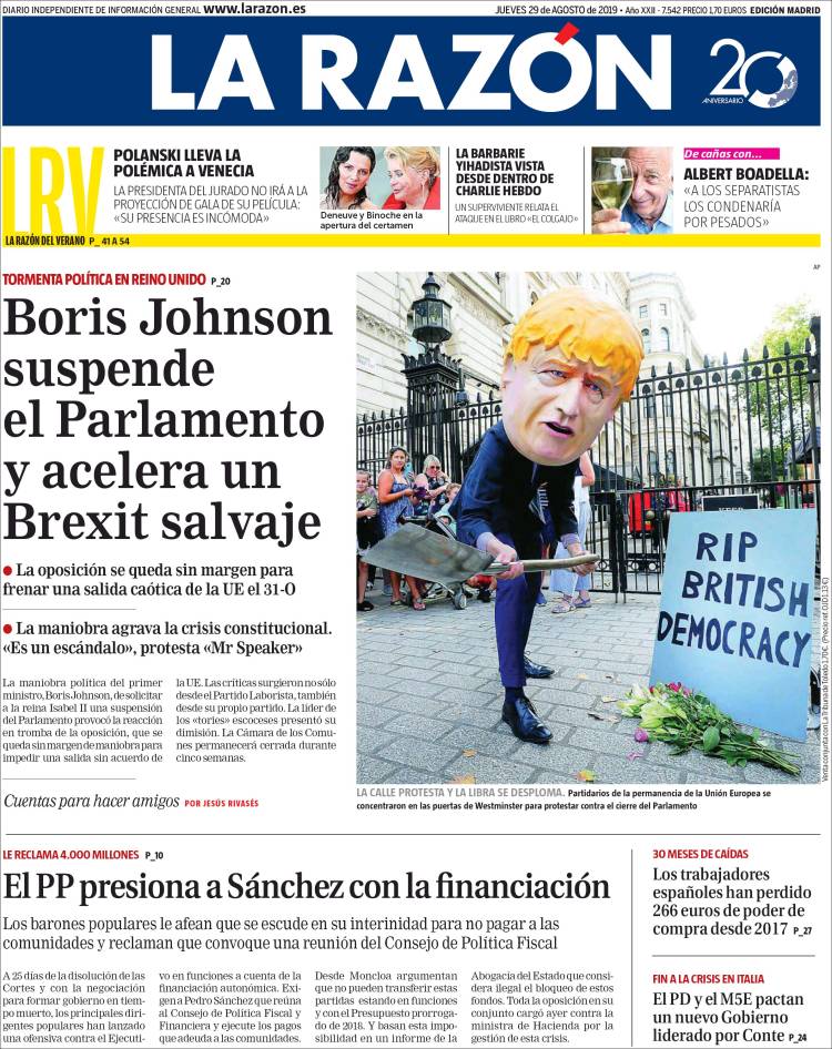 Portada de La Razón (Espa&ntilde;a)