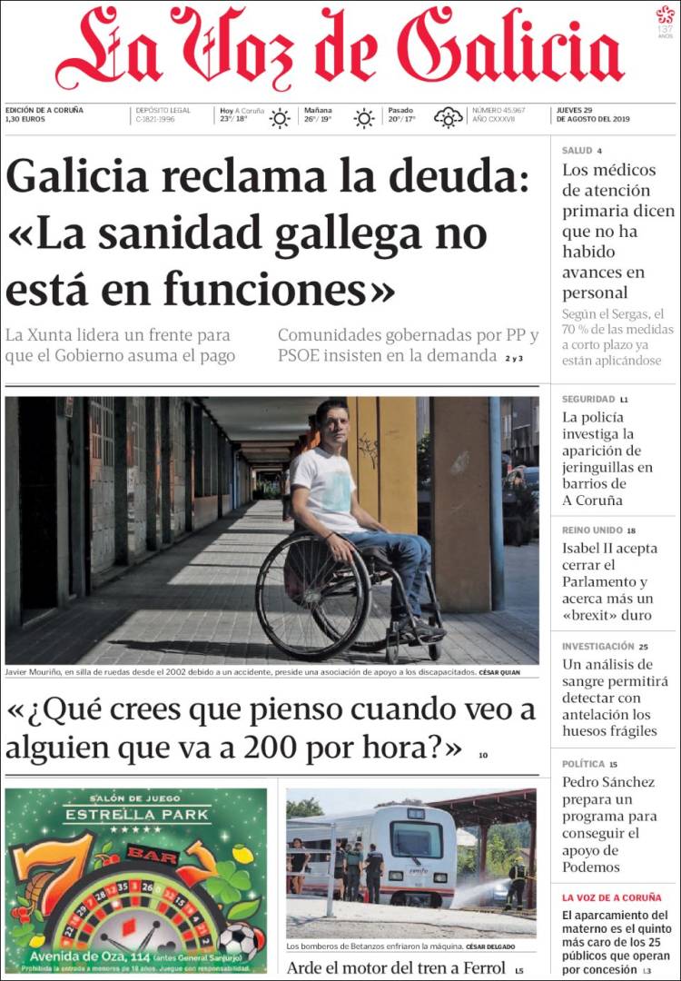 Portada de La Voz de Galicia (Espa&ntilde;a)