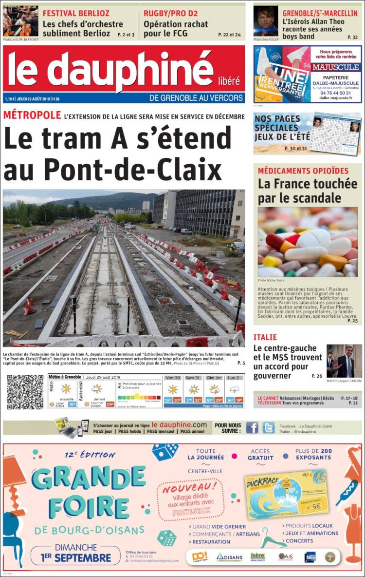Portada de Le Dauphiné Libéré (Francia)