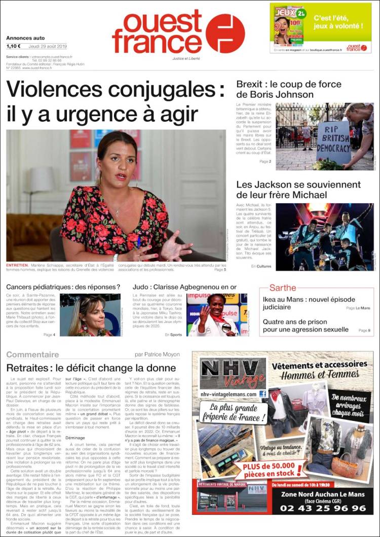 Portada de Ouest France (Francia)