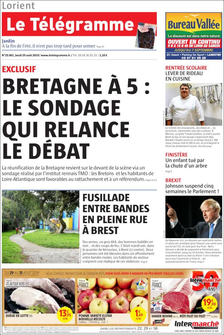 Portada de Télégramme (Francia)