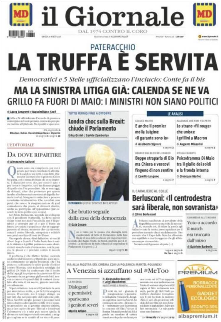 Portada de il Giornale (Italia)