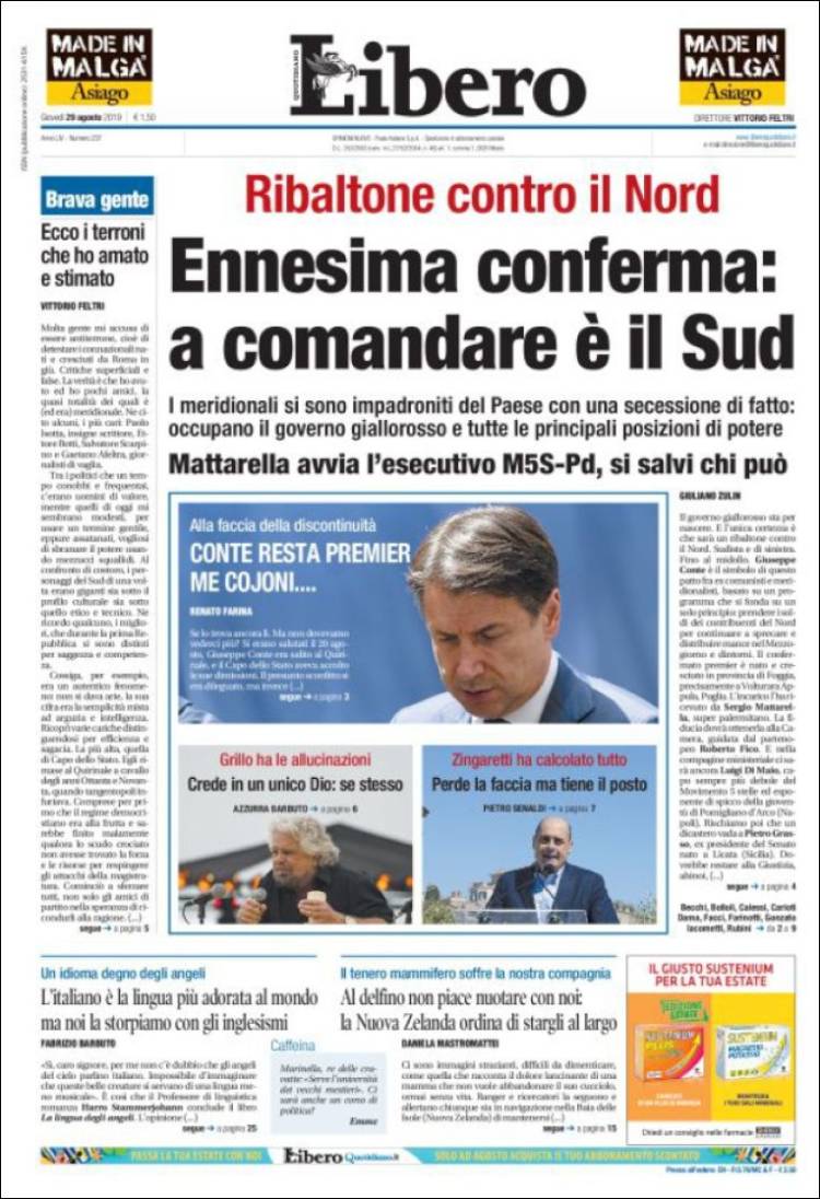 Portada de Libero (Italia)