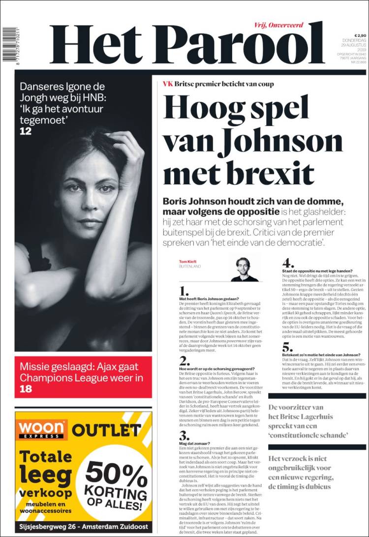 Portada de Het Parool (Pa&iacute;ses Bajos)