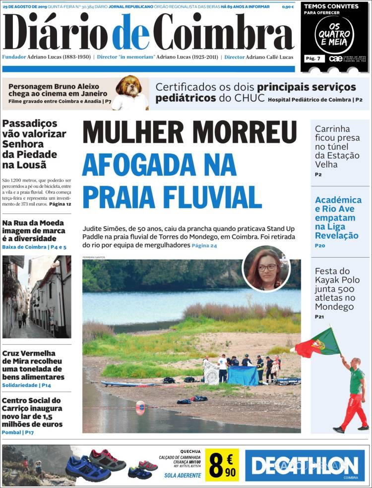 Portada de Diário de Coimbra (Portugal)