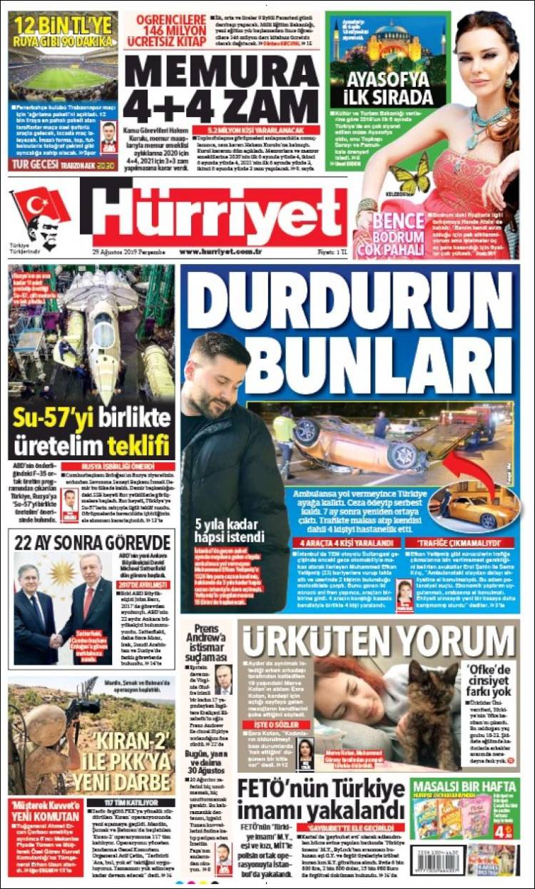 Portada de Hürriyet (Turqu&iacute;a)