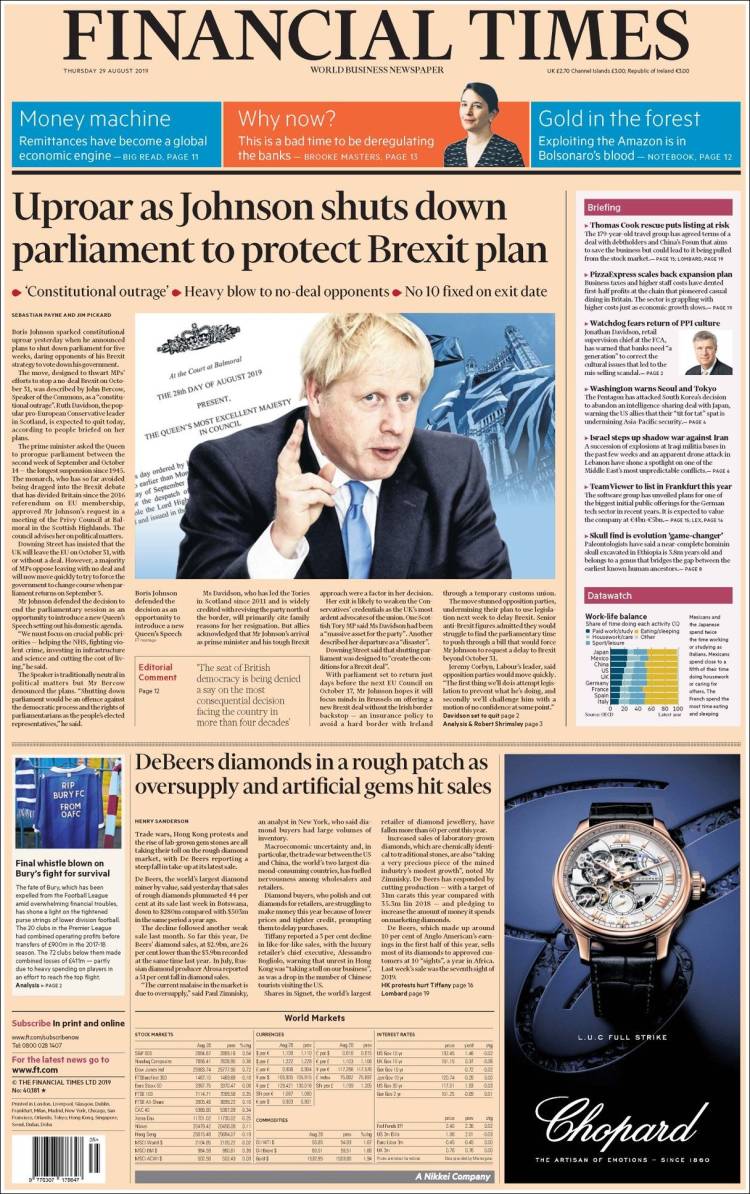 Portada de Financial Times (Reino Unido)